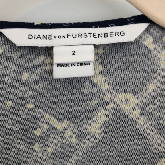 DVF Grid Print Blue Sigourney Wrap Dress - Picture 5 of 11